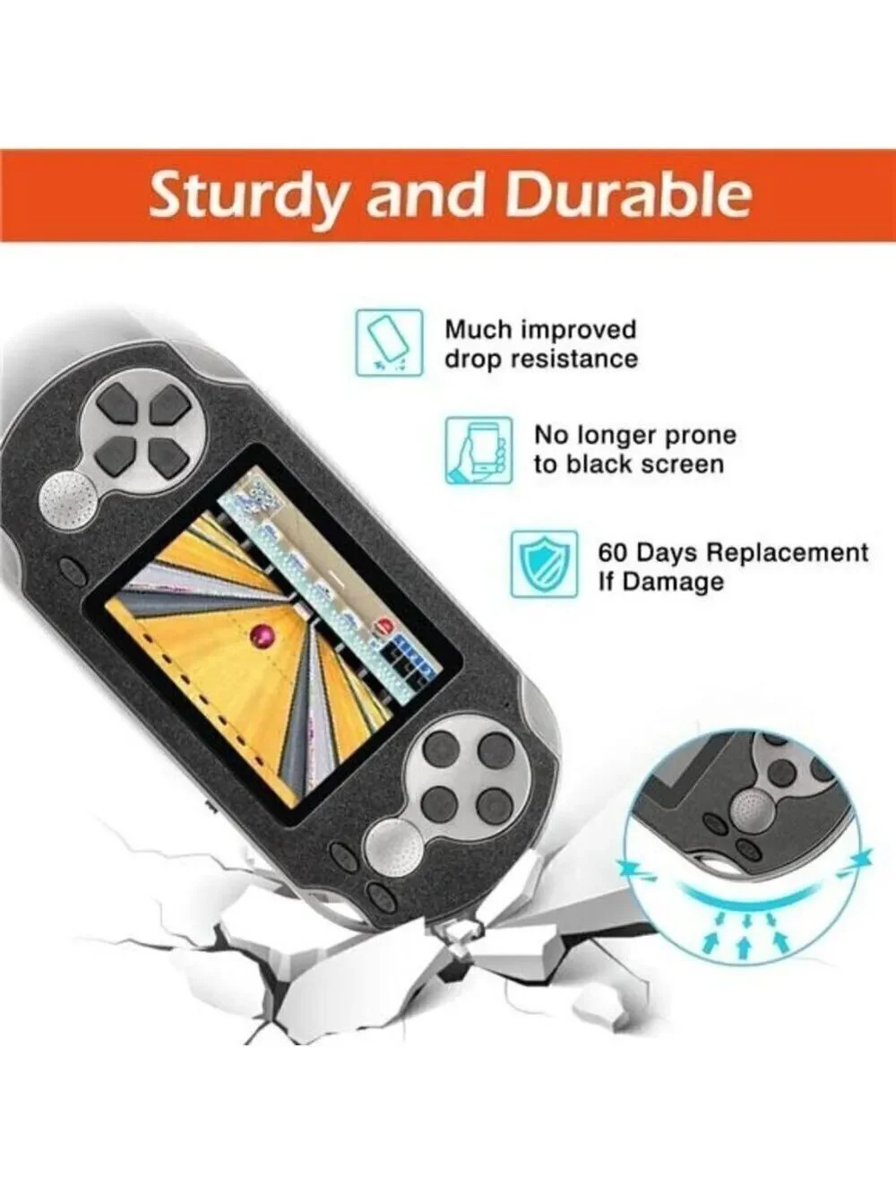 16 Bit Handheld 230 Games Console System Kids Adults, 3.0'' Large Screen HD NEW